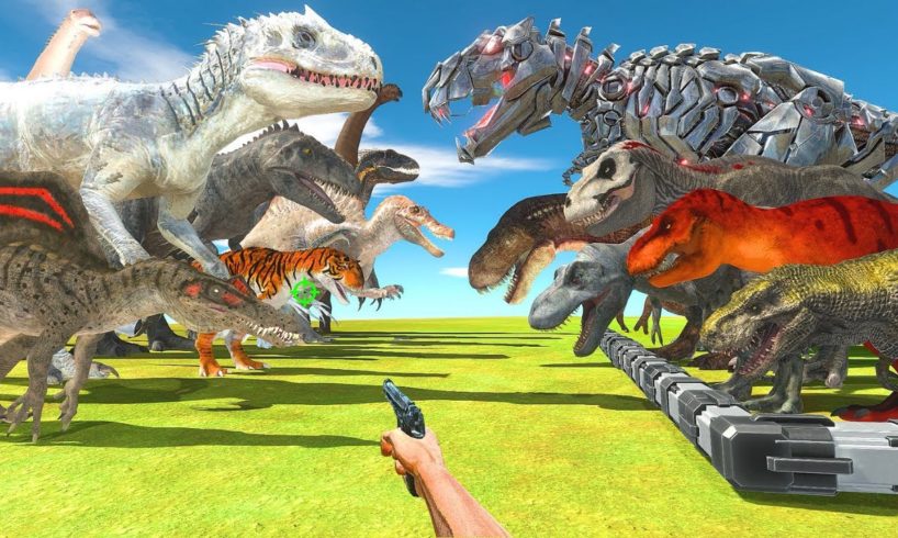 FPS Avatar Rescues T-REX Evolution and Fights Indominus Rex Team - Animal Revolt Battle Simulator