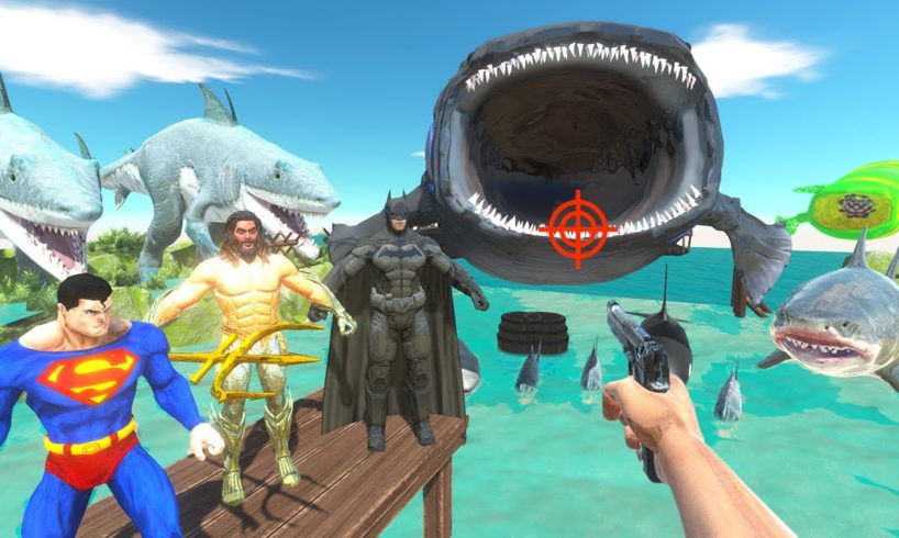 FPS Avatar in Jurassic Park Rescues Superheroes and Fights Bloop - Animal Revolt Battle Simulator