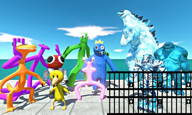 Rainbow Friends Rescues Ice Godzilla 2014 Team and Fight - Animal Revolt Battle Simulator