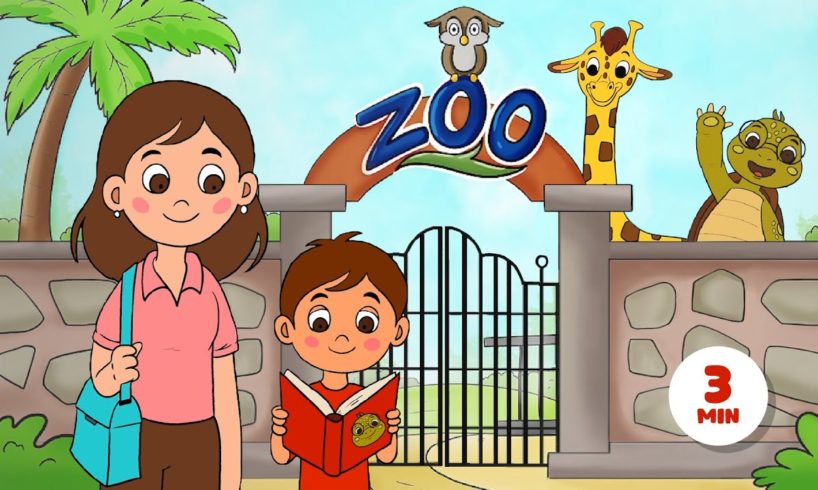 Learning Wild Zoo Animals. Funny Educational Cartoon for Kids. English Nursery Rhymes and Songs