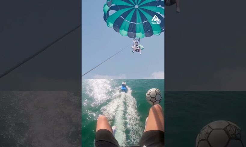 Soccer While Parasailing | People Are Awesome