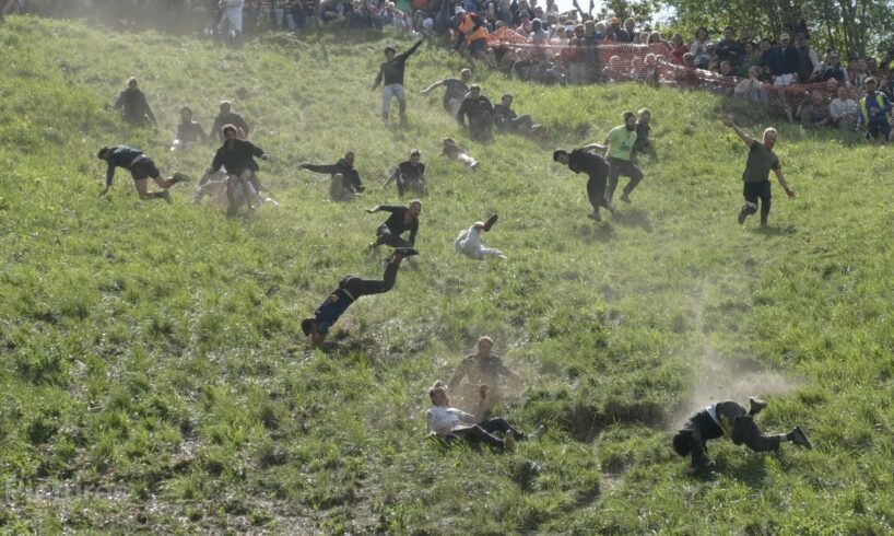 Thrills and spills as Cheese Rolling 2023 leads to MULTIPLE injuries in Gloucestershire, UK