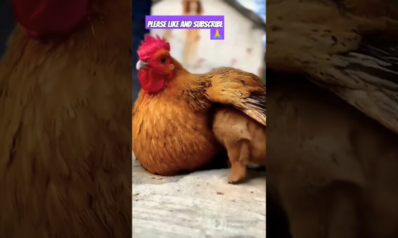 একই বলে আগলে রাখা/the Hen protect the street puppy 🐕🫶😥🥰#little puppy 🐕#puppy #hen #shorts #viral