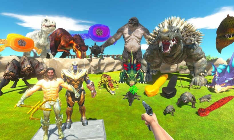 FPS Avatar Rescues Aquaman and Thanos and Fights Giant Reptiles - Animal Revolt Battle Simulator