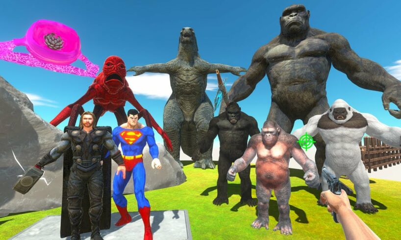 FPS Avatar Rescues Superman and Thor and Fights The Gorilla King - Animal Revolt Battle Simulator