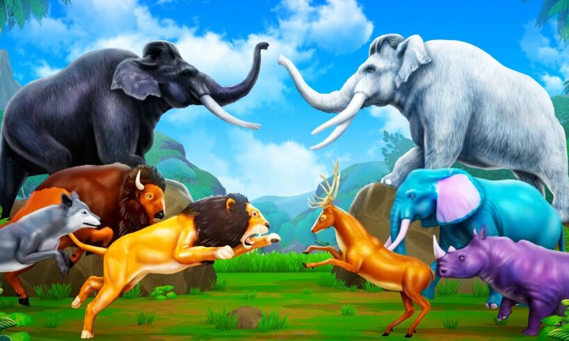 Good vs Bad - Black Mammoth vs White Mammoth | Epic Animal Fights | Animal Kingdom Revolt Cartoons