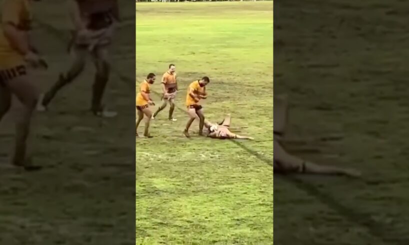 Hit so hard, he hurt himself! 😲 #rugbyzone