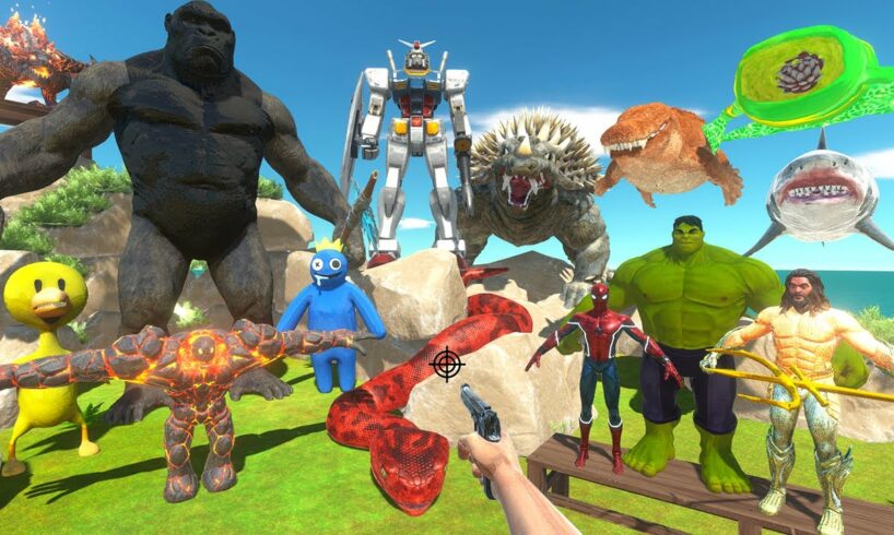 Rescues Hulk,Aquaman and Spiderman and Fight Big Boss Gorilla Kong - Animal Revolt Battle Simulator