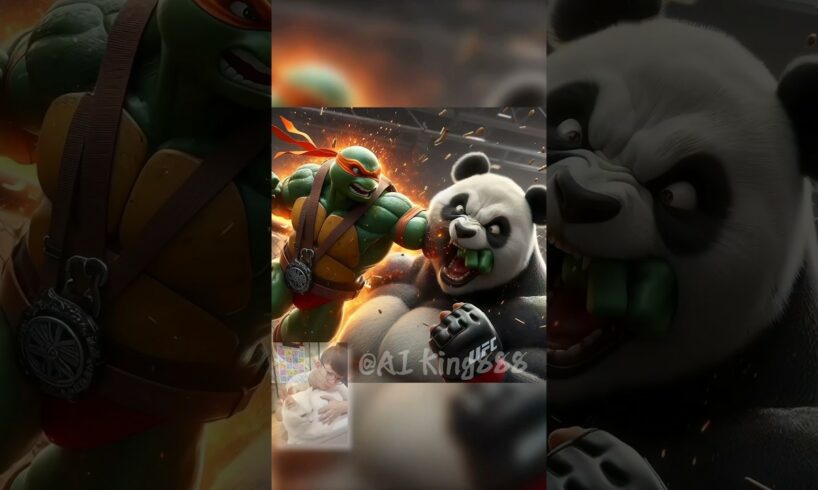 Revenge | Fight for dad | Panda vs. Ninja Turtles🐼🥊🐢💥#respect #animals #ai