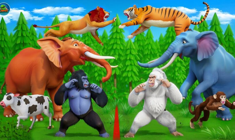 Wild Animal Battles Royale! Gorilla vs Lion vs Tiger vs Wolf vs Elephant | Animal Fights 1 Hr Movie