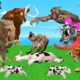 10 Zombie Tiger vs 3 Wolf Man Attack Gorilla Fight Baby Cow Saved by Woolly Mammoth Elephant