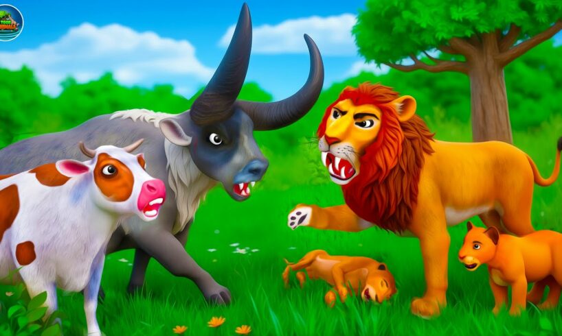 Animal Kingdom Battles: Giant Buffalo vs Lion Family Attack! Epic Farm Animals Rescue Compilation