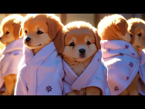 Cute puppies when bathing and grooming