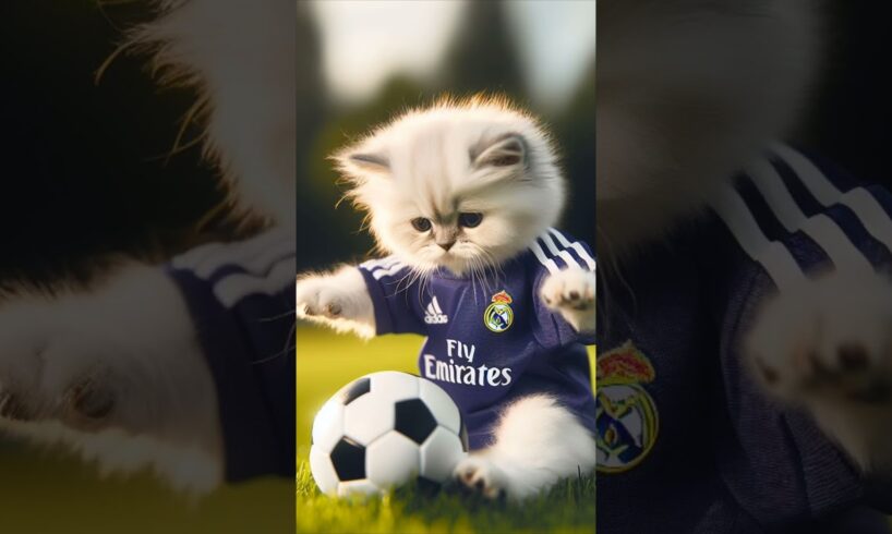 Dady fights kitten #ai #cat #catlover #story #cute @realmadrid football cat