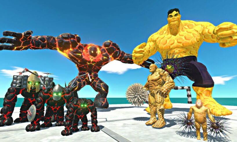 Dark Lava Golem Evolution Rescues Honey Hulk Evolution and Fight - Animal Revolt Battle Simulator