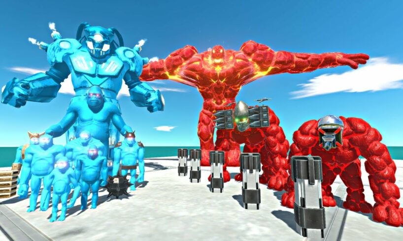 Ice Mutant Primates Rescues Lava Golem Evolution and Fight - Animal Revolt Battle Simulator