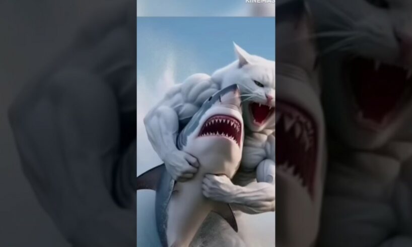 A cat fights with a shark 😺#viral#shorts#trending#cute