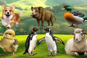 Amazing Familiar Animals Playing Sound: Lion, Otter, Elephant, Ostrich, Stork, Penguin, Red Panda,..