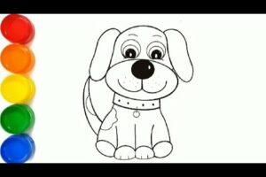 Drawing and coloring a cute puppies for kids and toddlers