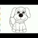 Drawing and coloring a cute puppies for kids and toddlers