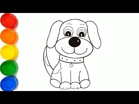 Drawing and coloring a cute puppies for kids and toddlers