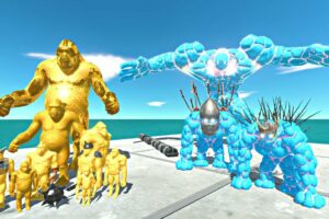 Honey Mutant Primates Rescues Ice Lava Golem Evolution and Fight - Animal Revolt Battle Simulator