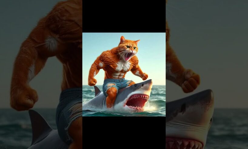 Meow meow cat daddy fights a shark saving his daughter | #cat #cat #trending #gaming #shorts