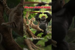Mother Fights Gorilla to Save a Kitten 🐈👊🦍 #ai #cat #catlover #story #cute @CatRealmAI