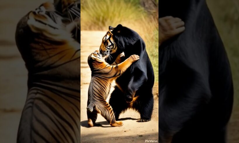 Sloth Bear Fights Tiger in Epic Showdown in the Wild! #shorts