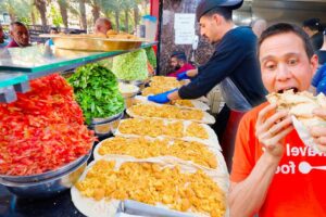 Street Food Paradise in Syria!! 🇸🇾 $1 FALAFEL MOUNTAIN SANDWICH in Aleppo, Syria!!