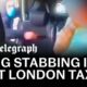 Terrifying moment man is stabbed by knife-wielding gang in the back of a taxi