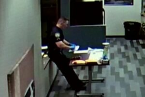 WATCH: Officer collapses while packing up drug evidence laced with fentanyl