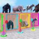 Long Slide Game With Elephant Gorilla Buffalo Hippopotamus Tiger - 3d Animal Game - Funny 3d Animals