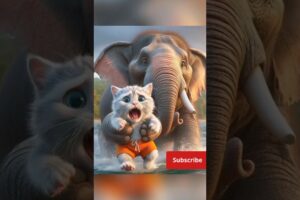 An elephant rescues the kitten and the  become friends😱🐘🐈#aicat #ai #aicatstory