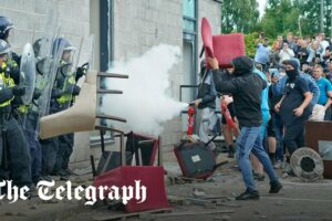 Anti-immigration protesters smash through migrant hotel in Rotherham