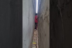 Brave girl rescues kitten stuck in narrow opening