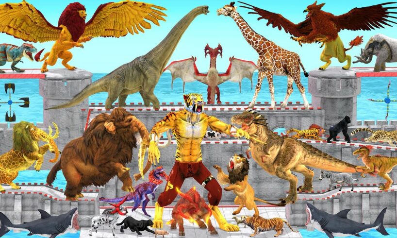 Death Run Who Will Win the Fight Saber Tooth Tiger Vs Wild Animals Dinosaurs Animal Revolt Battle