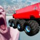 Double Flatbed Trailer Truck vs Speedbumps | Train vs Cars | Tractor vs Train | BeamNG.Drive