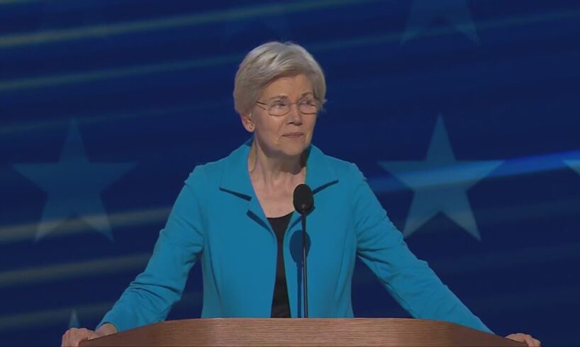 Elizabeth Warren fights back tears at DNC during a minutes-long standing ovation