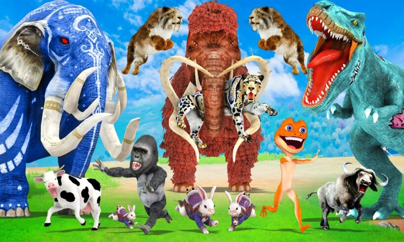 Giant Elephant Cow Gorilla vs Zombie Dinosaur vs Giant Tiger Lion Attack Cow Buffalo Baby Elephant