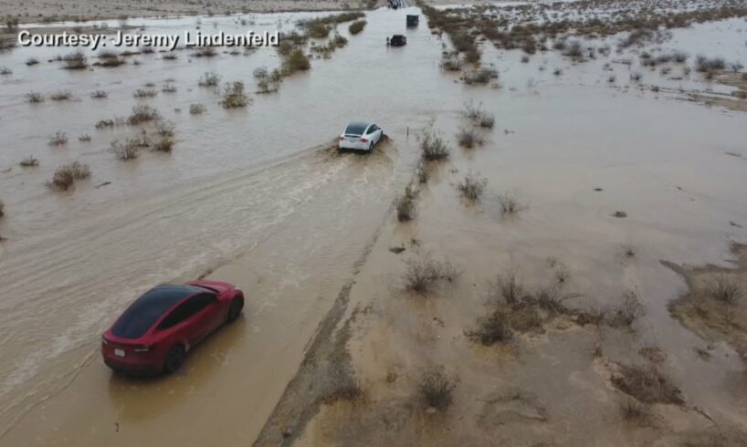 Images of flash flooding captured near Death Valley National Park