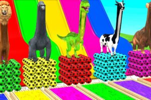 Long Slide Game With Mammoth Elephant Tiger Gorilla Lion T-Rex Buffalo - 3d Animal Long Neck Game