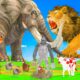 Monster lion mammoth vs mammoth elephant fighting cow Cartoon Gorilla Patila wild animal battle