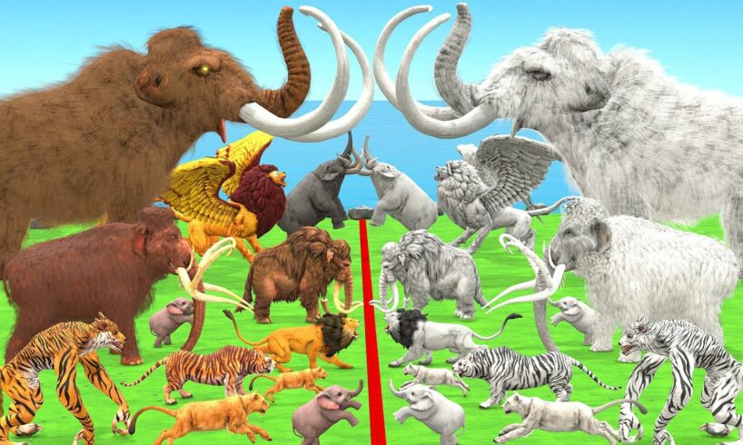 Prehistoric Mammals vs White(Albino) Mammals Itself vs White Mammoth vs Woolly Mammoth Animal Epic