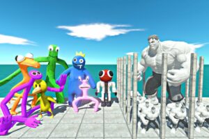 Rainbow Friends Rescues Stone Hulk Team and Fight - Animal Revolt Battle Simulator