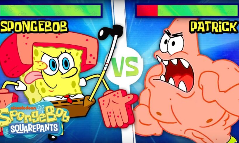 SpongeBob Fight Scenes with HEALTHBARS 💥 | 60+ Minute Compilation | @SpongeBobOfficial