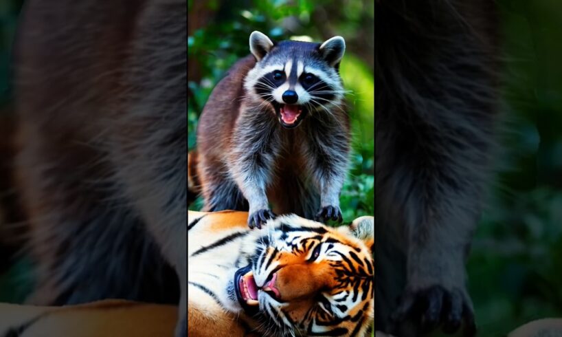 Animal Fight (tiger, raccoon, fox, skunk) #animal #animals #tiger # raccoon #fox #skunk