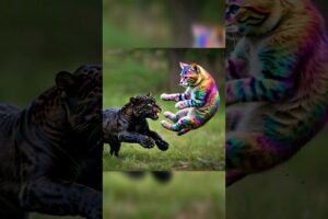 Baby rainbow cat fights for mother's life #cat #animals #cutecat #babyanimals #blackpanther #help