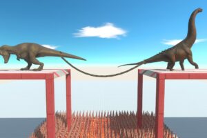 Carnivorous Dinosaurs and Herbivores Dinosaurs Battle in Tug of war - Animal Revolt Battle Simulator