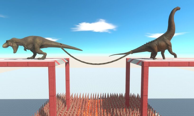 Carnivorous Dinosaurs and Herbivores Dinosaurs Battle in Tug of war - Animal Revolt Battle Simulator